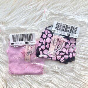 NWT Victoria’s Secret The Lacie Thong Pink Black Starfish Seashell Bundle Large